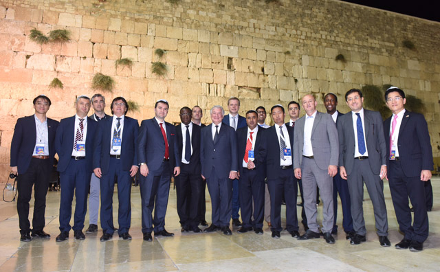 Participants of the International Mayors' Conference at the Western Wall in Jeruasalem