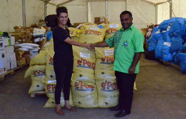 Representative of IsraAID delivers assistance to Vanuatu