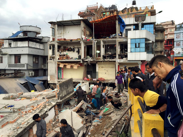 Site damaged by earthquake, in Kathmandu, Nepal