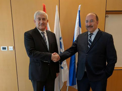 The Political Director of the Paraguay MFA, Fernando Avalos with Dir-Gen Gold in Jerusalem