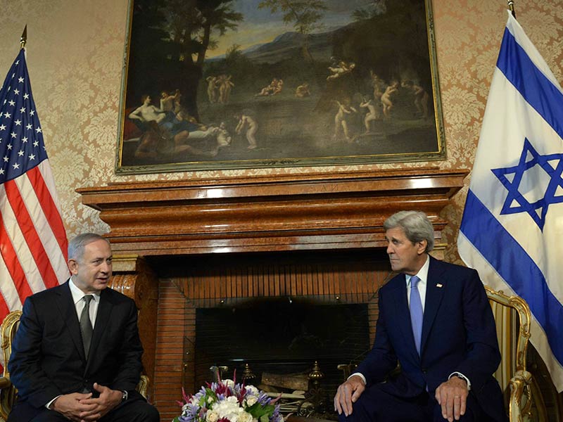 PM Netanyahu with US Secretary of State Kerry in Rome