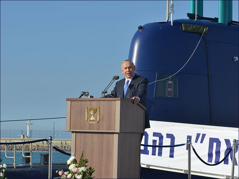 PM Netanyahu at the welcoming ceremony for INS Rahav