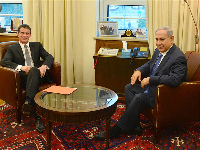 PM Netanyahu with French PM Manuel Valls