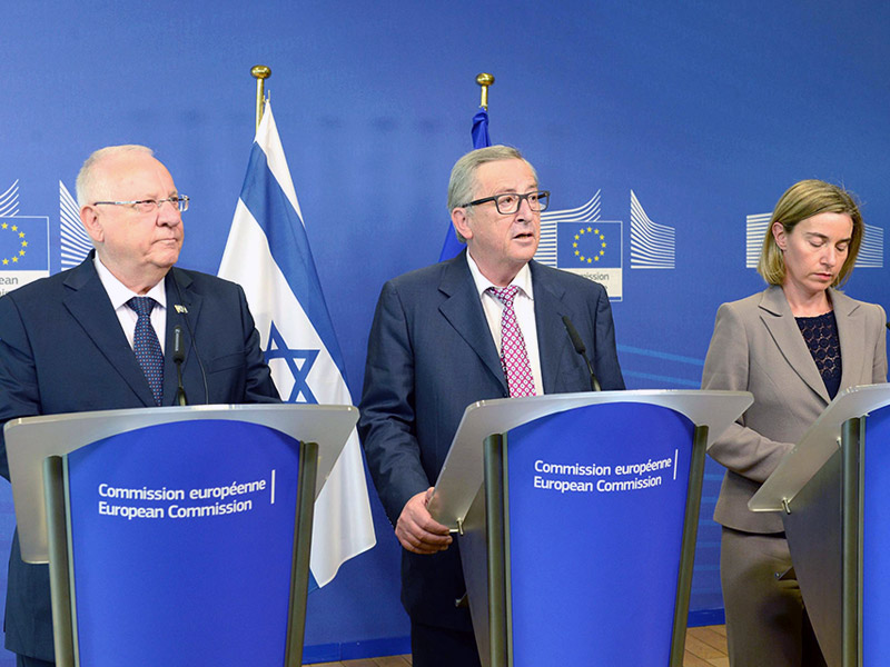 President Rivlin with European Commission President Jean-Claude Juncker and High Representative for Foreign Affairs Federica Mogherini