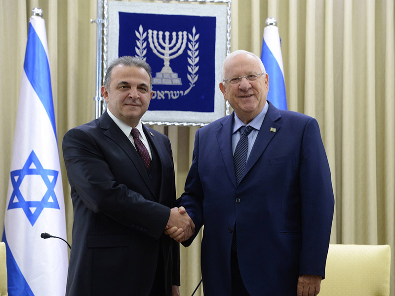 President Rivlin with the new Ambassador of Turkey to Israel, H.E. Mr. Mekin Mustafa Kemal Okem.