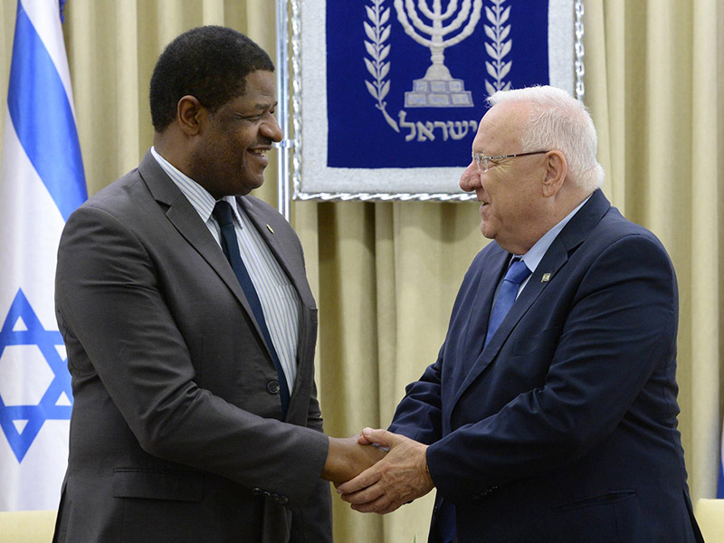 President Rivlin with ECOWAS President Marcel Alain De Souza in Jerusalem