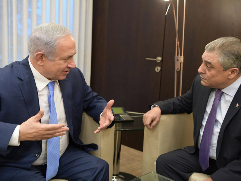 PM Netanyahu with Egyptian Ambassador to Israel, Hazem Khairat