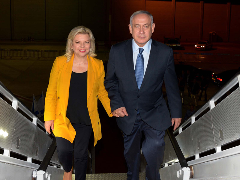 PM Netanyahu and his wife Sara upon leaving on their visit to Latin America and the USA