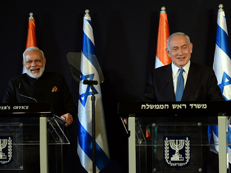 PM Netanyahu with Indian PM Narendra Modi at the King David Hotel in Jerusalem