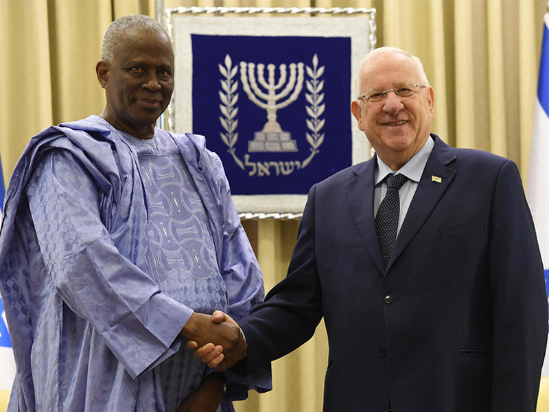 President Rivlin with the Ambassador of Guinea, H.E. Mr. Amara Camara.