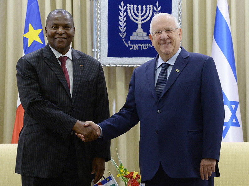 President Rivlin with President Faustin-Archange Touadéra of the Central African Republic