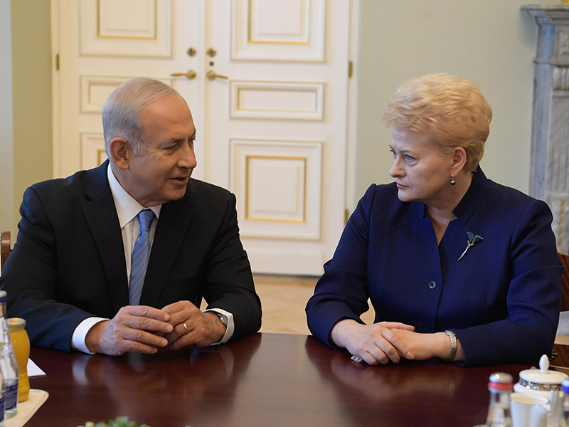 PM Netanyahu with Lithuanian President Grybauskaute