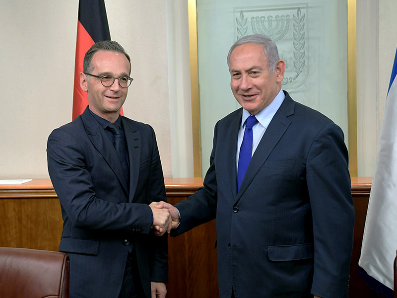 Prime Minister Benjamin Netanyahu with German Foreign Minister Heiko Maas