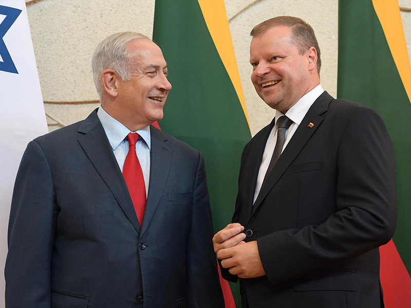 PM Netanyahu with Lithuanian Prime Minister Saulius Skvernelis