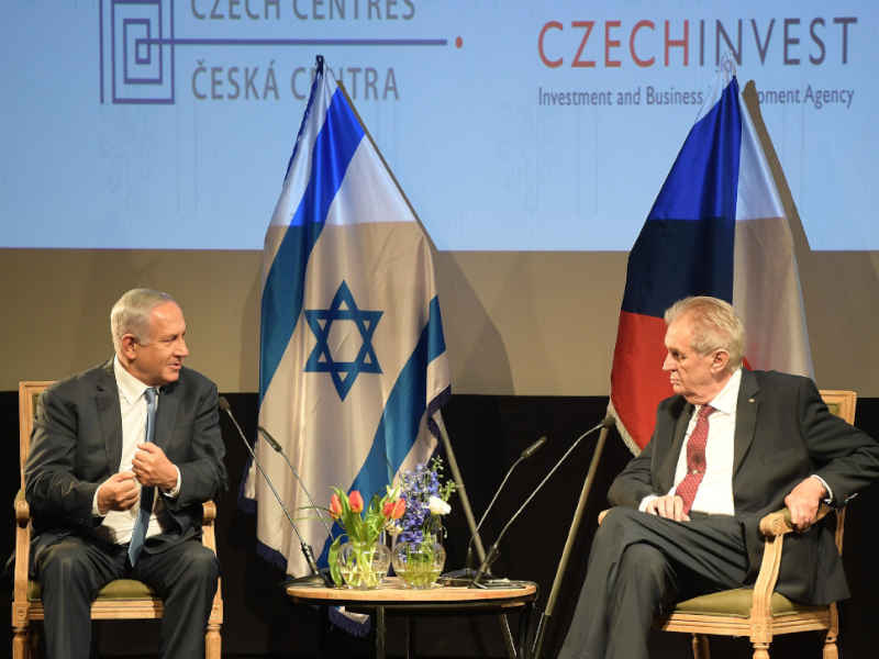 PM Netanyahu with Czech President Zeman at the opening of Czech House in Jerusalem