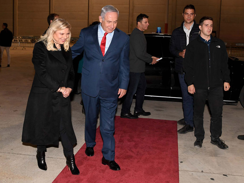 PM Netanyahu at Ben Gurion Airport prior to departing for France.