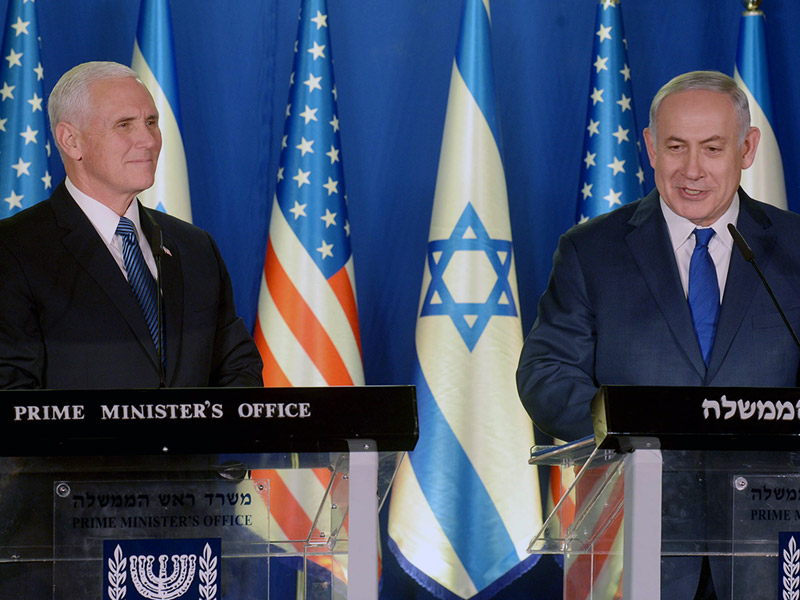 PM Netanyahu and US VP Pence at the dinner at the Prime Minister's Residence in Jerusalem