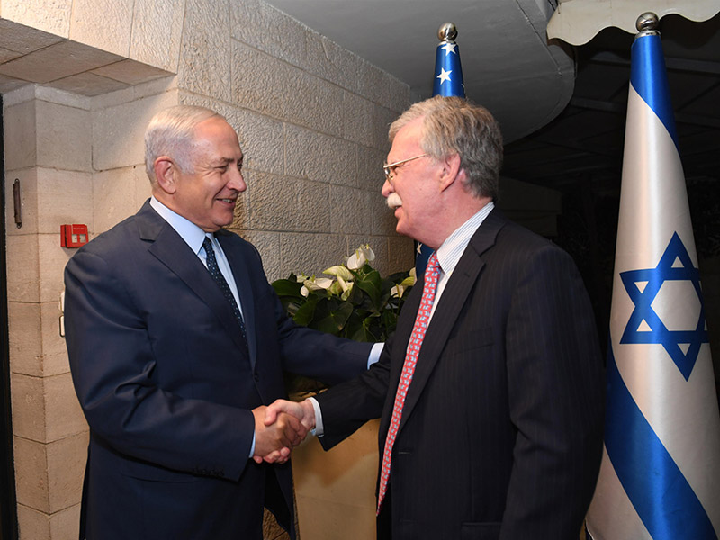 PM Netanyahu with US National Security Adviser John Bolton at the Prime Minister's Residence in Jerusalem