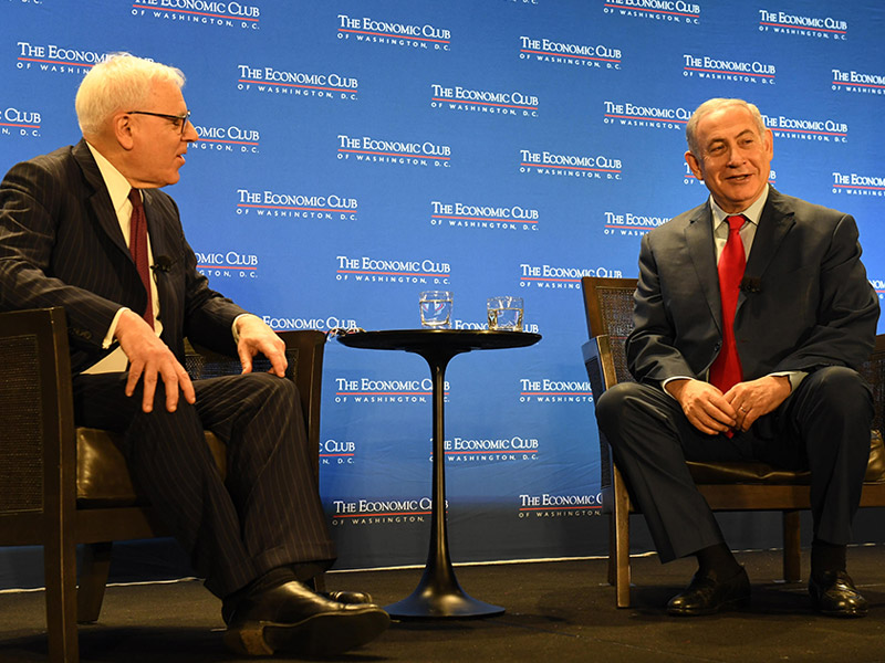 PM Netanyahu with Economic Club of Washington President David M. Rubenstein