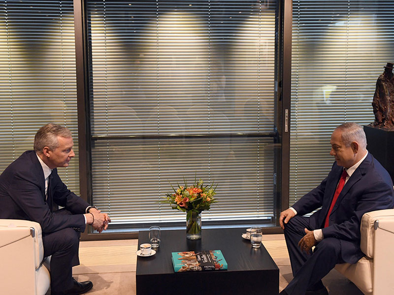 PM Netanyahu with French Economy and Finance Minister Le Maire