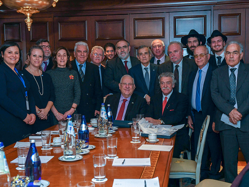 President Rivlin with members of the Athens Jewish community