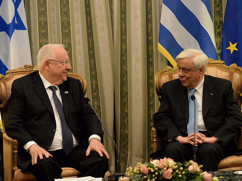 President Rivlin with Greek President Prokopis  Pavlopoulos in Athens