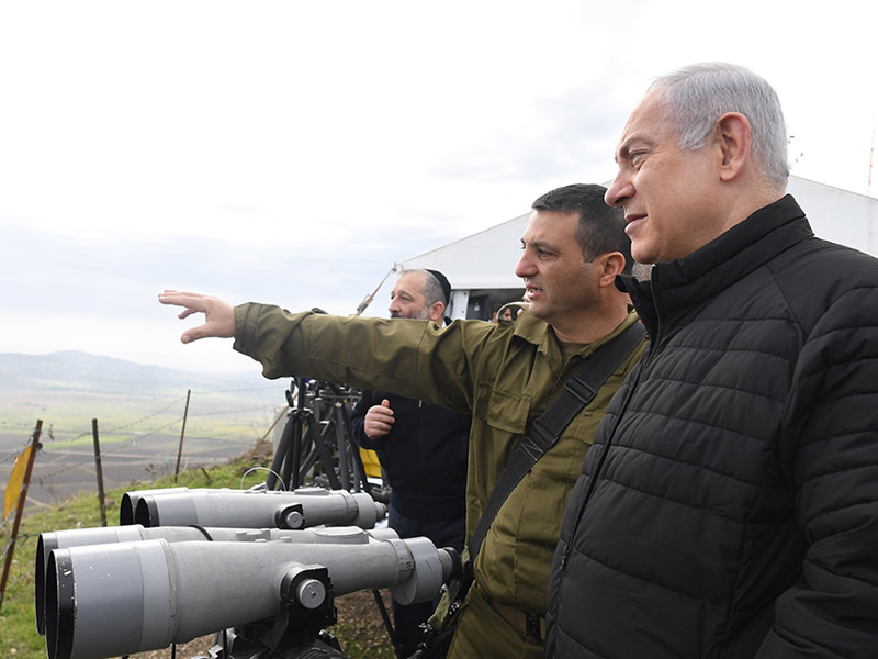 PM Netanyahu on Mt. Avital on the Golan Heights