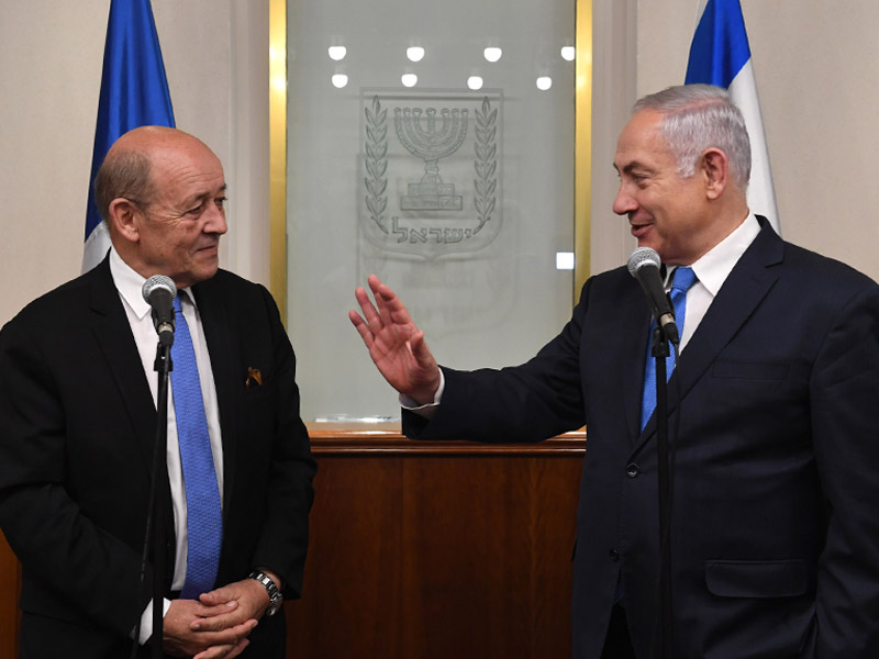 PM Netanyahu with French FM Jean-Yves Le Drian