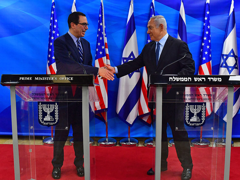 PM Netanyahu with US Treasury Secretary Steven Mnuchin in Jerusalem