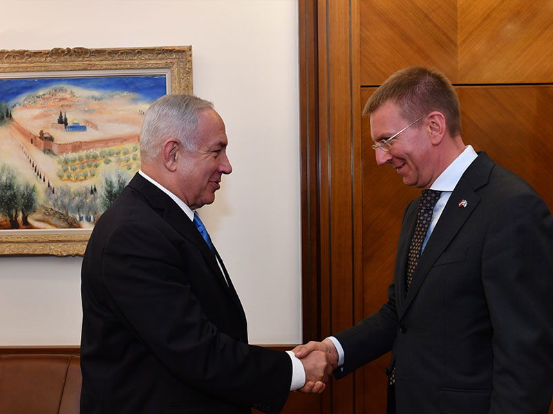 PM Netanyahu with Latvian FM Edgars Rinkevics