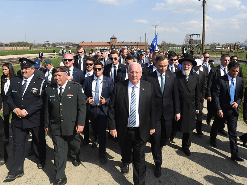 President Rivlin leading the Israeli delegation in the March of the Living.