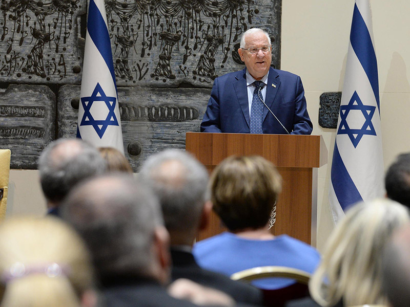 President Rivlin addressing Israeli ambassadors and diplomatic mission chiefs