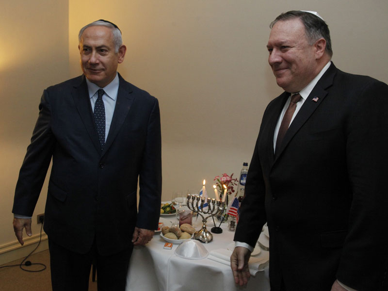 PM Netanyahu with US Secretary of State Mike Pompeo in Brussels