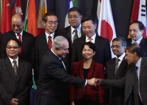 PM Netanyahu with the Asian and Pacific ambassadors in Jerusalem