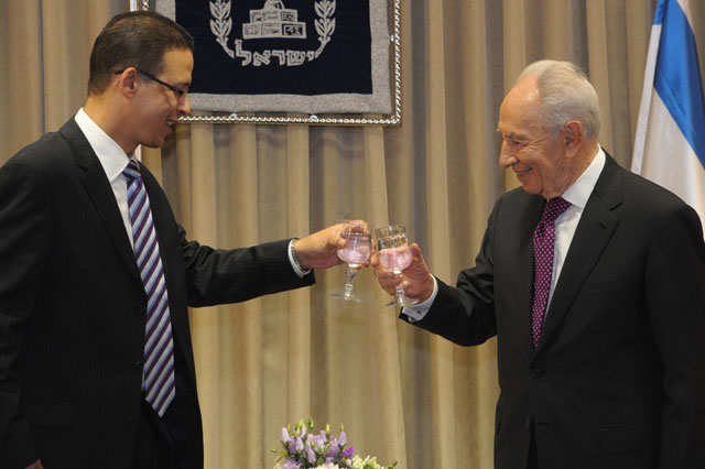 President Peres with the new Ambassador of Egypt