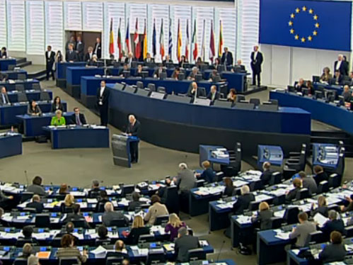 President Peres addresses the European Parliament