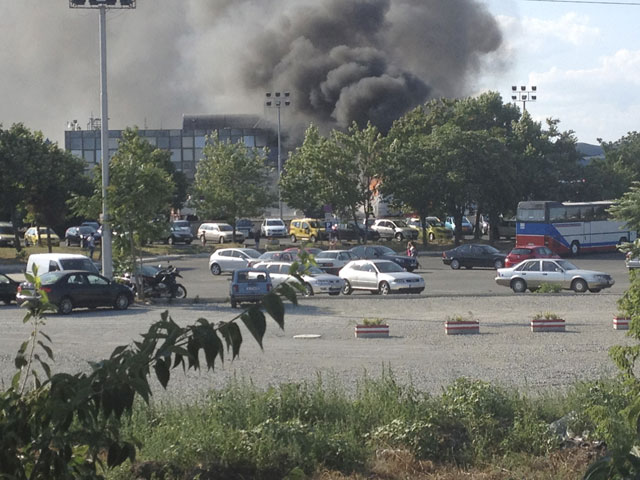 Smoke billows after blast at Bulgaria's Burgas airport