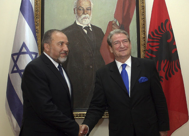 FM Avigdor Liberman meets with Albanian PM Sali Berisha in Tirana