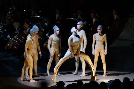 CLIPA THEATER PERFORMING STRAVINSKY'S THE RITE OF SPRING IN CONCERT WITH THE ISRAEL PHILHARMONIC ORCHESTRA, YOEL LEVI CONDUCTING. THEATER DIRECTED BY IDIT HERMAN. THE MANN AUDITORIUM, TEL AVIV, ISRAEL. FEB. 2009