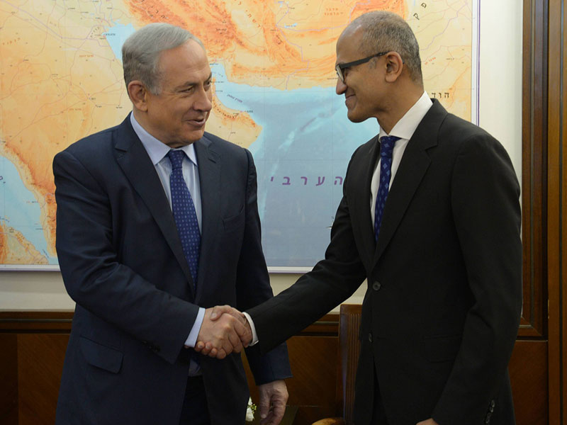 PM Netanyahu with Microsoft CEO Satya Nadella