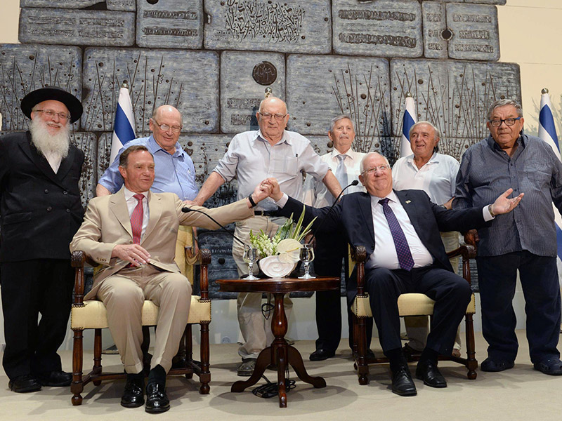 President Rivlin meets with Prince Michel De Ligne and some of the children saved during the Holocaust at the President’s Residence in Jerusalem.