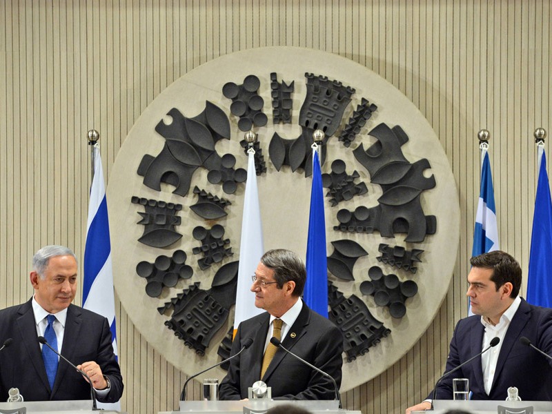 PM Netanyahu in Nicosia with Cyprus President Anastasiades and Greek PM Tsipras