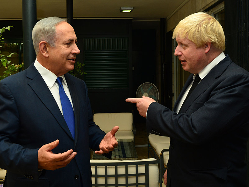 PM Netanyahu with British Foreign Secretary Boris Johnson