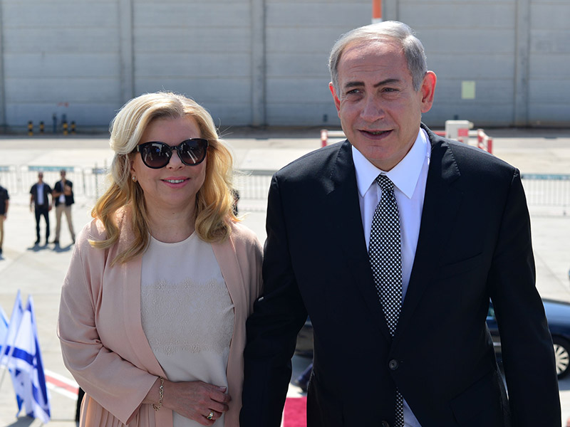 PM Netanyahu departing for the US with his wife, Sara.