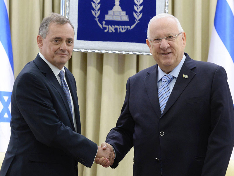 President Rivlin with the Greek ambassador, H.E Mr. Konstantinos Bikas.