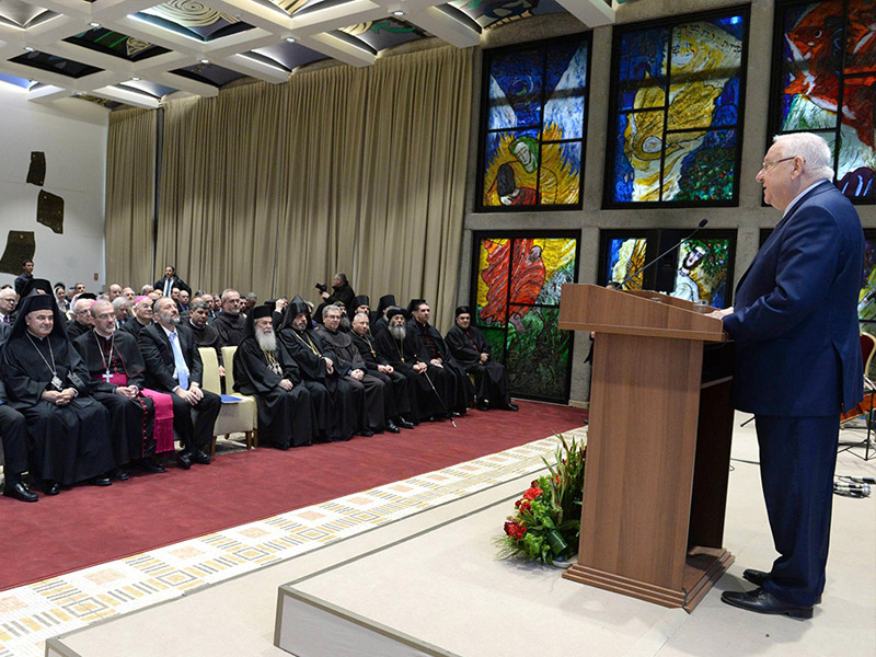 President Rivlin addressing the annual reception for Christian leaders