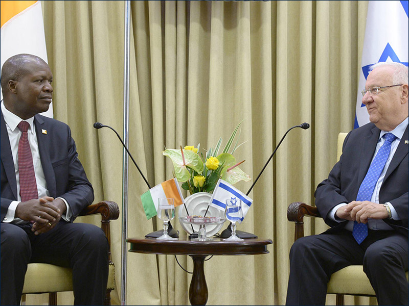 President Rivlin with with Ivory Coast FM Dr. Abdallah Albert Toikeusse Mabri