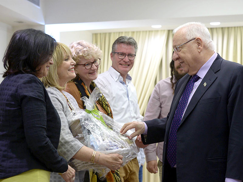 President Rivlin with representative of the Lev HaOlam project