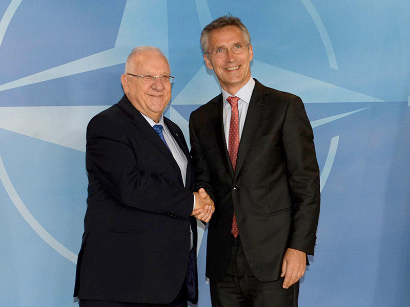 President Rivlin with NATO Secretary General Jens Stoltenberg at NATO Headquarters in Brussels