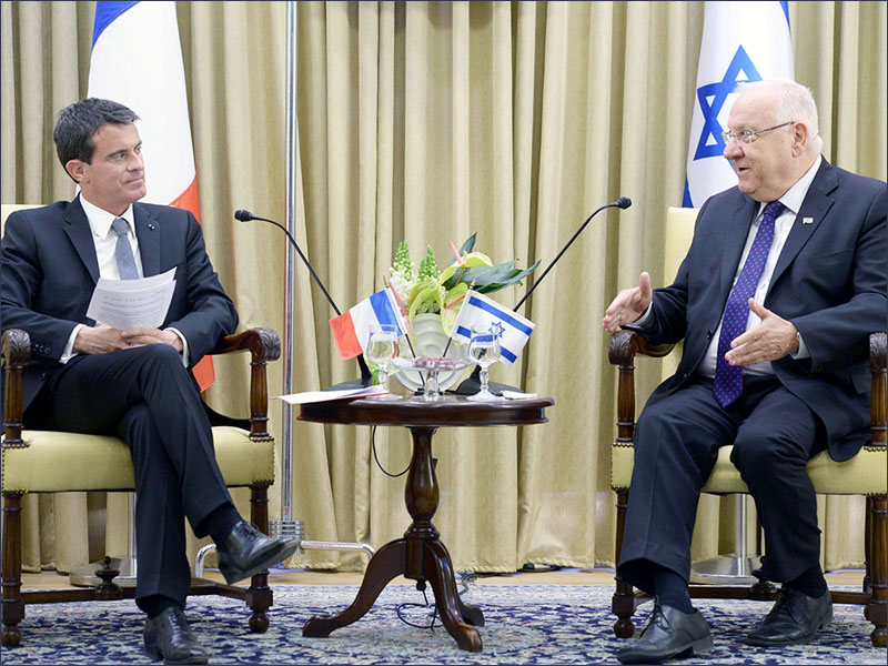 President Rivlin with French Prime Minister Manuel Valls